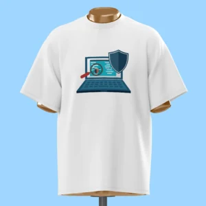 لباس طرح امنیت سایبری و لپ‌تاپ